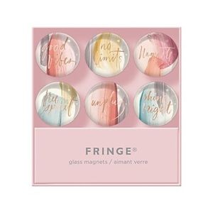 FRINGE GLASS MAGNETS SET OF 6 Multicolor no limits good vibes namaste